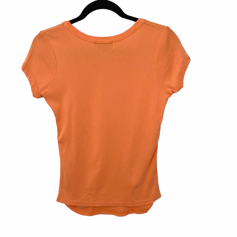 OG: Juicy Couture ✌︎︎ V Neck Tux Stripe Baby Tee T Shirt ✌︎︎ Orange Pop ✌︎︎ M L - Picture 11 of 12
